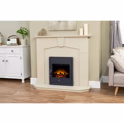 Adam Abbey Fireplace in Stone Effect with Oslo Electric Fire in Black, 48 Inch