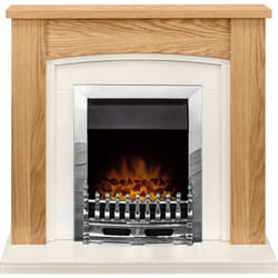 Adam Chilton Fireplace Suite in Oak with Blenheim Electric Fire in Chrome, 39 Inch
