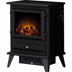 Adam Hudson Electric Stove in Black with Angled Stove Pipe