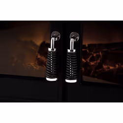 Adam Woodhouse Electric Stove in Black with Angled Stove Pipe