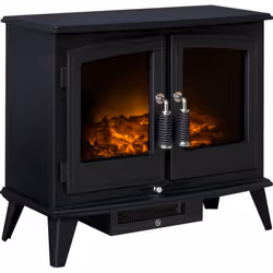Adam Woodhouse Electric Stove in Black with Straight Stove Pipe