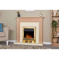 Adam Southwold Fireplace in Oak & Cream with Blenheim Electric Fire in Brass, 43 Inch