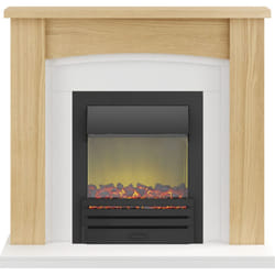 Adam Chilton Fireplace Suite in Oak with Eclipse Electric Fire in Black, 39 Inch
