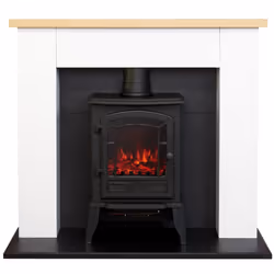 Adam Chester Fireplace in Pure White with Ripon Electric Stove in Black, 39 Inch