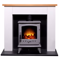 Adam Chester Stove Suite in Pure White with Aviemore Electric Stove in