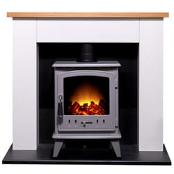 Adam Chester Stove Suite in Pure White with Aviemore Electric Stove in