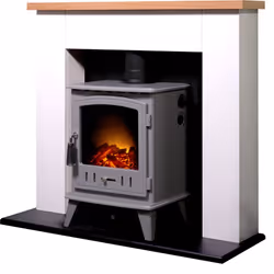 Adam Chester Stove Suite in Pure White with Aviemore Electric Stove in