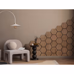 Fuse Acoustic Wooden Hexagon Wall Panel in Walnut Effect