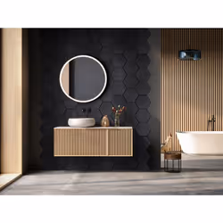 Fuse Acoustic Wooden Hexagon Wall Panel in Black Oak