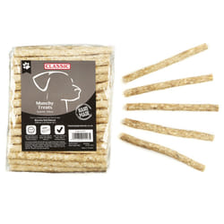 Dog Chew Treat Natural Snacks Handmade -100 Munchy Rolls Natural 125mm - One Size, Natural