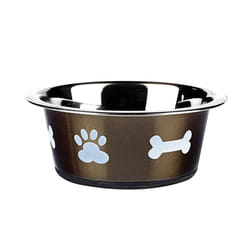 900ml Dog Cat Pet Bowl Graphite Colour Stainless Steel Dish