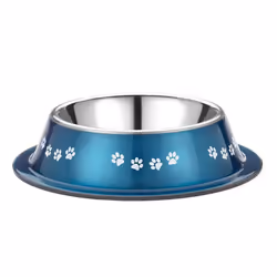 500ml Dog Cat Pet Bowl Blue Stainless Steel Non Spill Dish