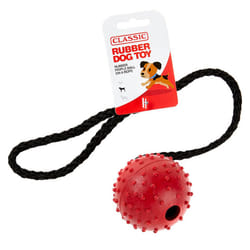 Red Large Solid Tough Hard Rubber Dog Rope Pimple Ball Fetch Toys