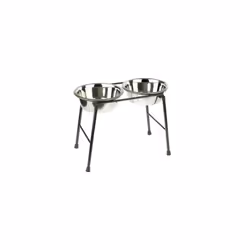 Raised Dog Bowls Stand 2 x 1600ml Food Double Water Feeding 300mm High