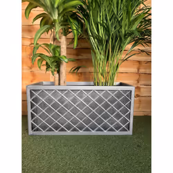 Lazio Trough Patio Planter Garden Plastic Pot Pewter Grey 70cm x 33cm