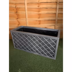 Lazio Trough Patio Planter Garden Plastic Pot Pewter Grey 70cm x 33cm