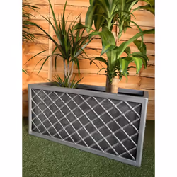 Lazio Trough Patio Planter Garden Plastic Pot Pewter Grey 70cm x 33cm - Additional view 4