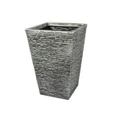 Tall Grey Brick Effect Planter Plastic Flared Pot Garden Patio 45cm