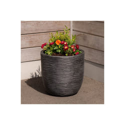 Small Grey Round Planter Amalfi Stone Effect Decorative Pot 35cmx34cm