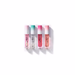 Lip Oil Bundle - 4 Flavoured, Non Sticky, Hydrating Lip Oils With a High Shine Glossy Finish - Mixed Variety Multipack - Stra ...