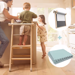 TP Active-Tots Pikler Style Wooden Folding Helper Tower With Play Easel & Play Mats - FSC certified