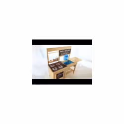 TP Toys Deluxe Wooden Mud Play Kitchen With Refillable Water Butt and Tap 4 Painted Hobs Blackboard Opening Oven Door Suitable For 3 Years +