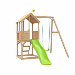TP Treehouse Wooden Play Tower with Wavy Slide & Swing Arm - FSC certified
