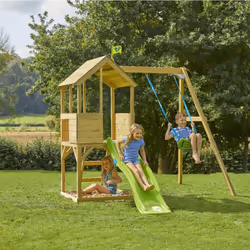 TP Treehouse Wooden Play Tower with Wavy Slide & Swing Arm - FSC certified