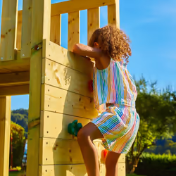 TP Skywood Wooden Tower Climbing Frame with Ripple Slide, Monkey Bars & Double Swing Arm - FSC certified