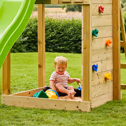 TP Skywood Wooden Tower Climbing Frame with Ripple Slide, Monkey Bars & Double Swing Arm - FSC certified