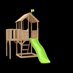 Treehouse Wooden Play Tower, with Wavy Slide & Wooden Balcony - FSC certified