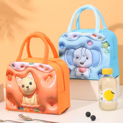 Portable Lunch Bag with Sturdy Handle Cartoon Women Children School Thermal Insulated Lunch Box Tote Food Small Cooler Bag - pink