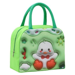 Portable Lunch Bag with Sturdy Handle Cartoon Women Children School Thermal Insulated Lunch Box Tote Food Small Cooler Bag - green