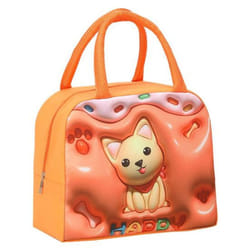 Portable Lunch Bag with Sturdy Handle Cartoon Women Children School Thermal Insulated Lunch Box Tote Food Small Cooler Bag - orange