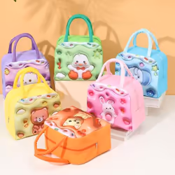 Portable Lunch Bag with Sturdy Handle Cartoon Women Children School Thermal Insulated Lunch Box Tote Food Small Cooler Bag - orange