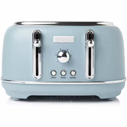 Haden Highclere Toaster - Electric Stainless-Steel Toaster with Reheat and Defrost Functions - 1370-1630W, Four Slice, Blue - ...