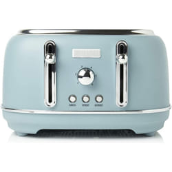 Haden Highclere Toaster - Electric Stainless-Steel Toaster with Reheat and Defrost Functions - 1370-1630W, Four Slice, Blue - CF41