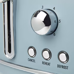Haden Highclere Toaster - Electric Stainless-Steel Toaster with Reheat and Defrost Functions - 1370-1630W, Four Slice, Blue - CF41
