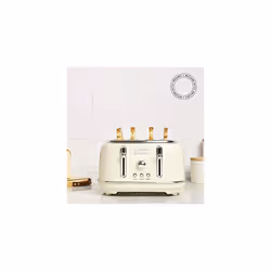 Haden Highclere Toaster - Electric Stainless-Steel Toaster with Reheat and Defrost Functions, Four Slice, Cream - SF094