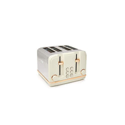 Haden Salcombe Toaster - Electric Stainless-Steel Toaster with Reheat and Defrost Functions - Four Slice, 1900-2300W, Cream & Copper - CE05