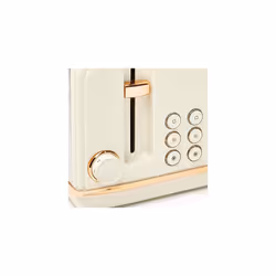 Haden Salcombe Toaster - Electric Stainless-Steel Toaster with Reheat and Defrost Functions - Four Slice, 1900-2300W, Cream & Copper - CE05
