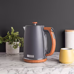 Haden Dorchester Digital Variable Temperature Kettle With Wood Effect Finish, Fast Boil, 3000W, 1.7Litre, Matt Grey CD47