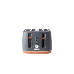 Haden Dorchester Toaster  Modern LCD Display Digital Four Slice Toaster With Wood Effect Finish, Matt Grey CF04