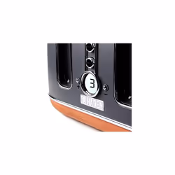 Haden Dorchester Toaster  Modern LCD Display Digital Four Slice Toaster With Wood Effect Finish, Matt Grey CF04