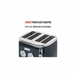 Jersey Steel Blue Toaster 4 Slice â Stainless Steel Retro Toaster - Variable Browning Control - Self Centering Function - Reheat and Defrost