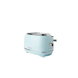 Haden Heritage Blue Toaster 2 Slice - Stainless Steel Housing - Retro Looking Toaster - Reheat, Cancel and Defrost Functions