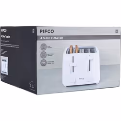 Pifco 4 Slice Toaster - Dual Control - Variable Browning Bread Toast Settings - 1400W White