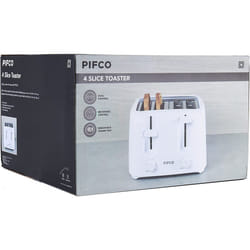 Pifco 4 Slice Toaster - Dual Control - Variable Browning Bread Toast Settings - 1400W White