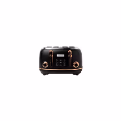 Haden Heritage Black & Copper Toaster - Electric Stainless-Steel Toaster with Reheat and Defrost Functions - Four Slice,1370- ...