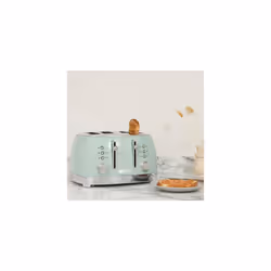Bristol Green 4 Slice Toaster - Extra Wide Slots, Dual Browning Control, Stainless Steel Housing with Sage Green Finish, For All Toast Preferences,